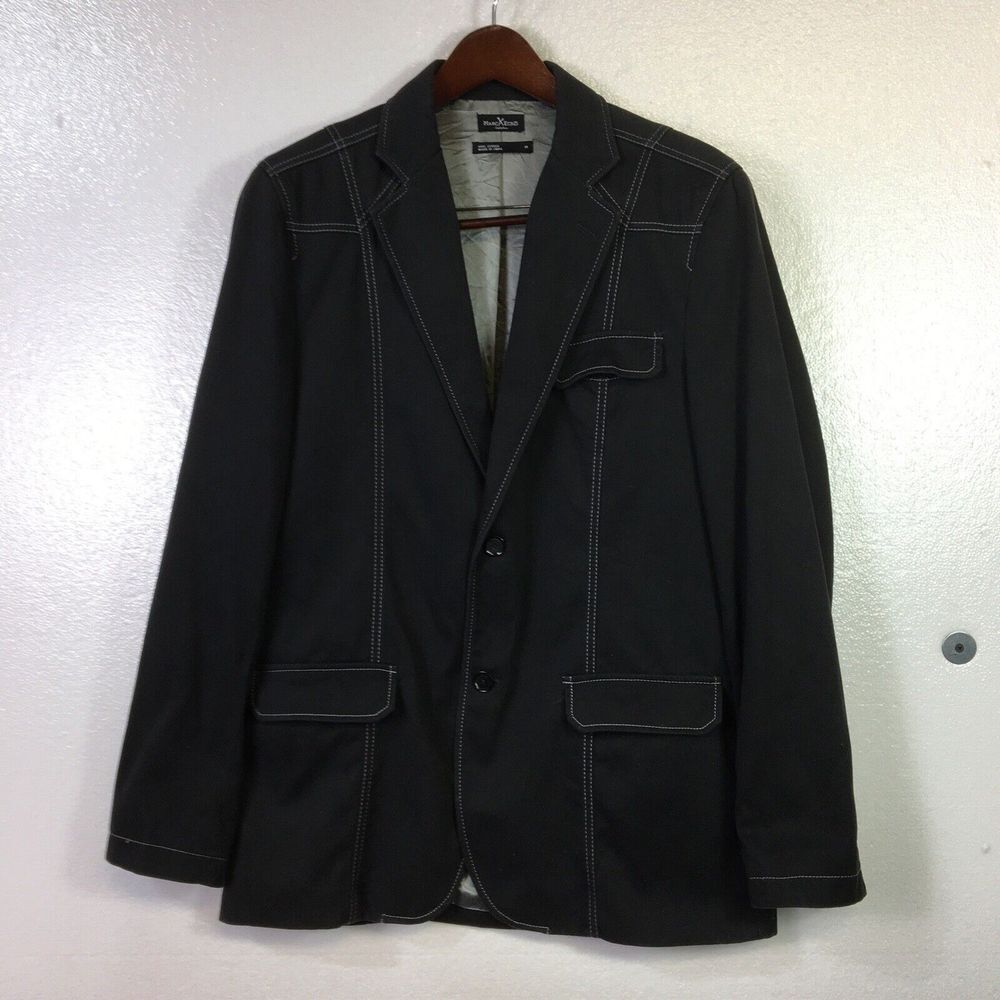 Womens Marc Ecko Cut & Sew Sport Coat Blazer Sz M Black Cotton Felt Jacket